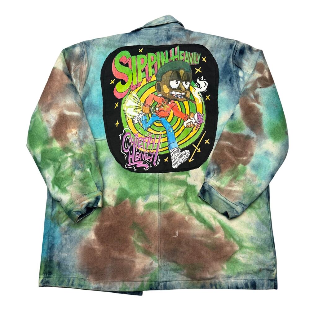 Chifin Heavily Ben Davis Sippin Heavily Tie Dye Chore Coat Men's XL Streetwear